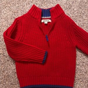 Mini Boden Red and Blue Zip-Up Sweater